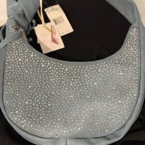 Jessica Simpson Blue Rhinestone Tassel Shoulder Bag Bag Charm Accent